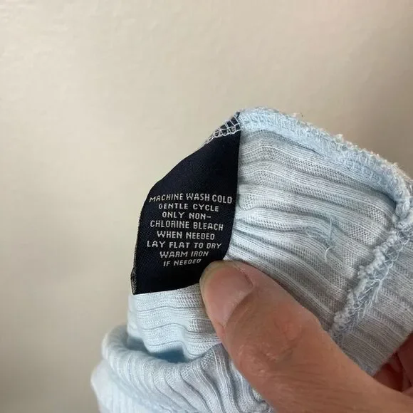 Ralph Lauren Polo Jeans Company Y2K ribbed baby T-shirt women’s M blue crewneck - Picture 6 of 6